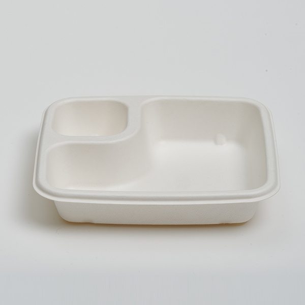 8*6 Nacho 2-Com Tray Disposable Bagasse Food Tray With Sauce Grid Compartment Divided Disposable Lunch Box For Fruit Vegetable Snack