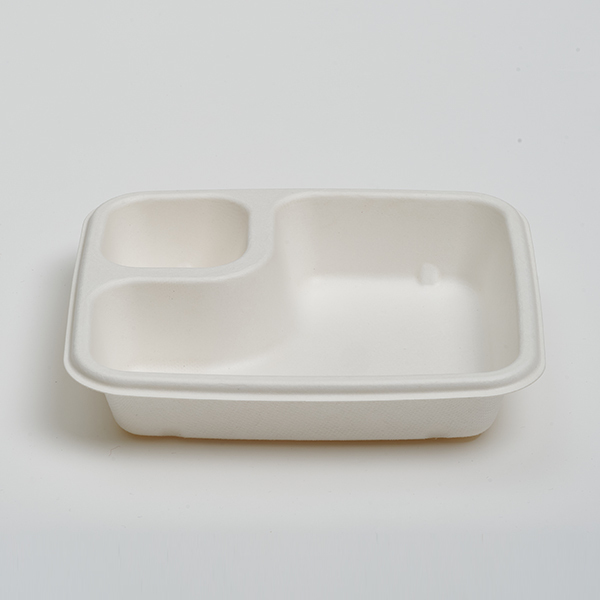 8*6 Nacho 2-Com Tray Disposable Bagasse Food Tray With Sauce Grid Compartment Divided Disposable Lunch Box For Fruit Vegetable Snack