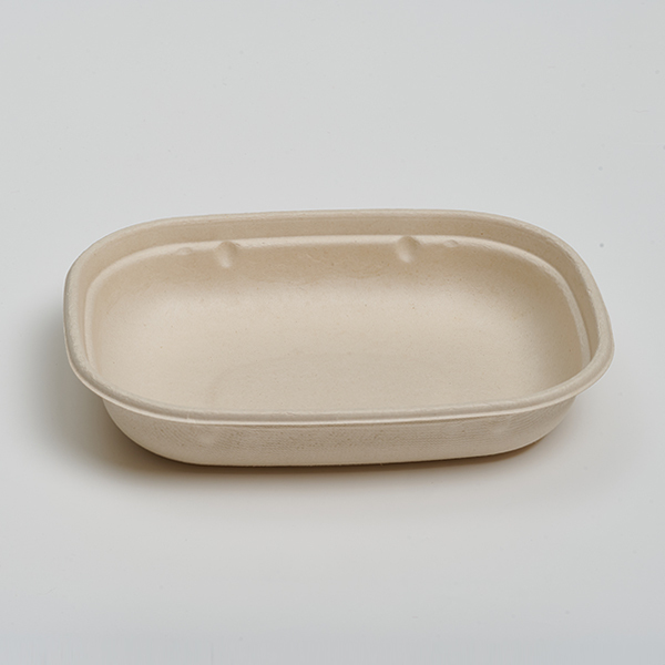 6*8.5 PLA Laminated Food Tray Disposable Bagasse Lunch Box