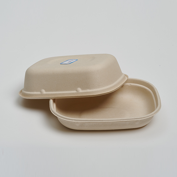 6*8.5 PLA Laminated Food Tray Disposable Bagasse Lunch Box