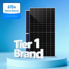 Tier 1 Brand Topcon High Efficiency 615W Double Glass Solar Panels Commercial Use
