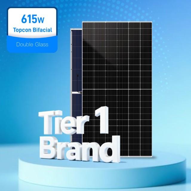 Tier 1 Brand Topcon High Efficiency 615W Double Glass Solar Panels Commercial Use