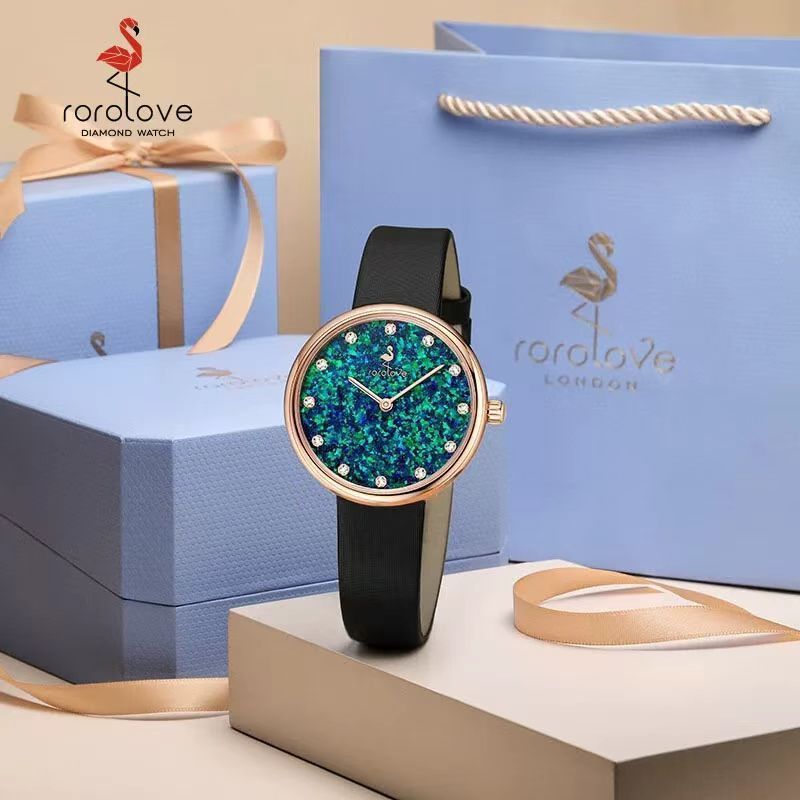 Rorolove 12-carat natural diamond ladies' simple, trendy and fashionable wristwatch