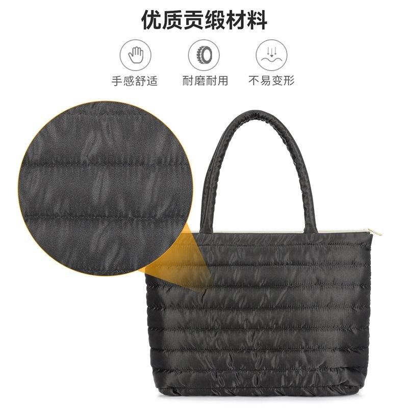 Cross-border new style tote bag, European and American large capacity hand-held down jacket bag, space foam interlining ladies handbag