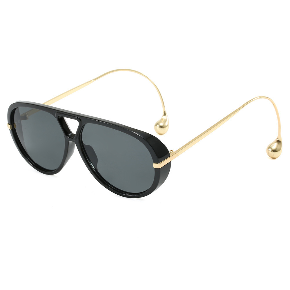 Exotic vintage large-framed personalized double-barrel sunglasses for Europe and America. New style pilot sunglasses. Cross-border fashionable European style.