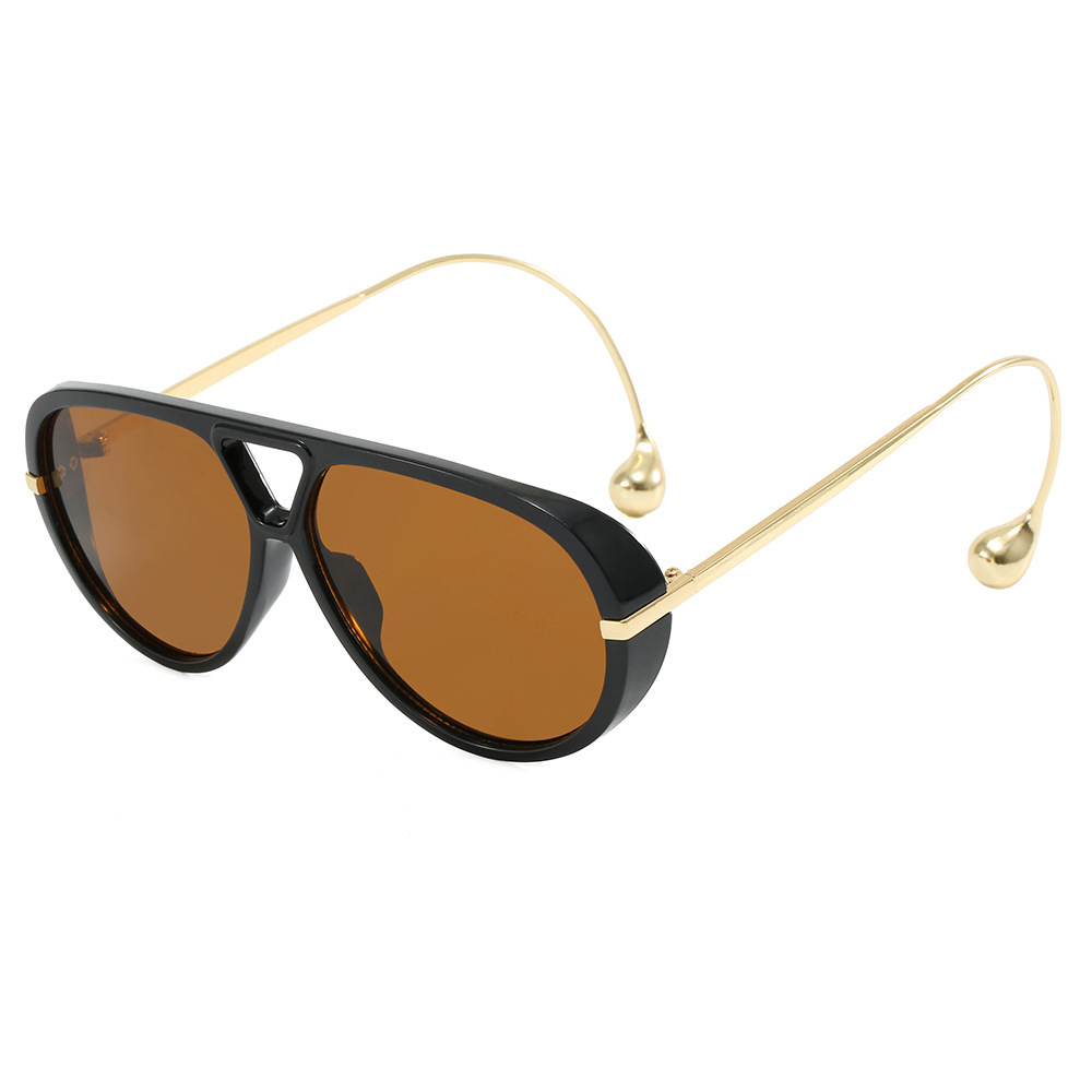 Exotic vintage large-framed personalized double-barrel sunglasses for Europe and America. New style pilot sunglasses. Cross-border fashionable European style.