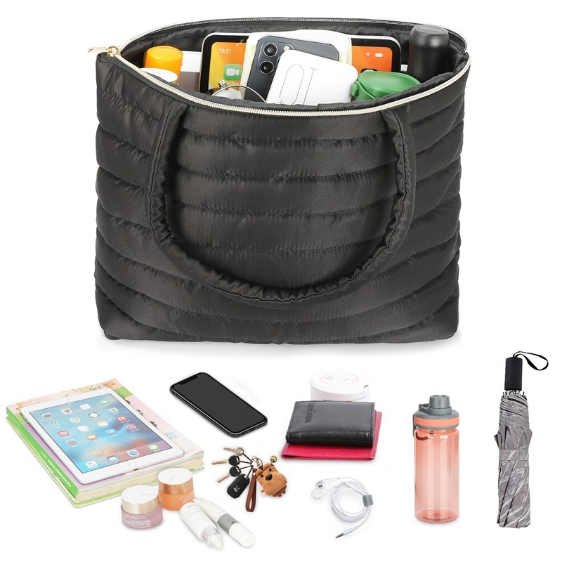 Cross-border new style tote bag, European and American large capacity hand-held down jacket bag, space foam interlining ladies handbag
