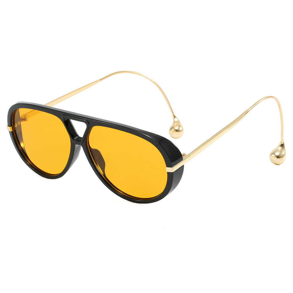 Exotic vintage large-framed personalized double-barrel sunglasses for Europe and America. New style pilot sunglasses. Cross-border fashionable European style.
