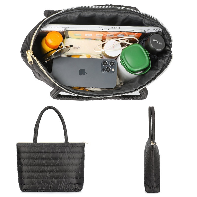 Cross-border new style tote bag, European and American large capacity hand-held down jacket bag, space foam interlining ladies handbag