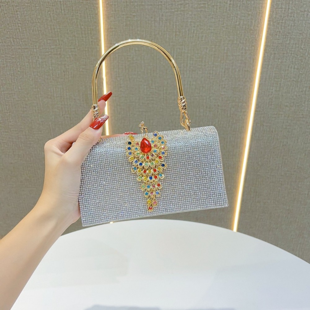 New cross-border diamond-studded evening bag - luxurious handbag for women, fashionable banquet handbag for women, dress-up evening gown cross-body bag