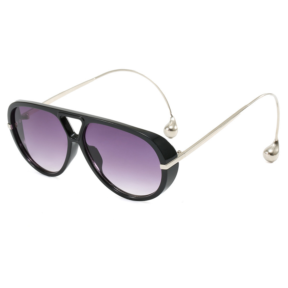 Exotic vintage large-framed personalized double-barrel sunglasses for Europe and America. New style pilot sunglasses. Cross-border fashionable European style.