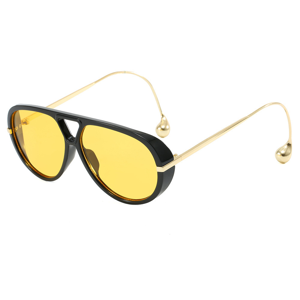 Exotic vintage large-framed personalized double-barrel sunglasses for Europe and America. New style pilot sunglasses. Cross-border fashionable European style.