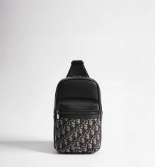 Beige and Black Dior Oblique Jacquard with Black Grained Calfskin