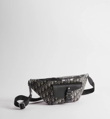 Beige and Black Dior Oblique Jacquard with Black Grained Calfskin