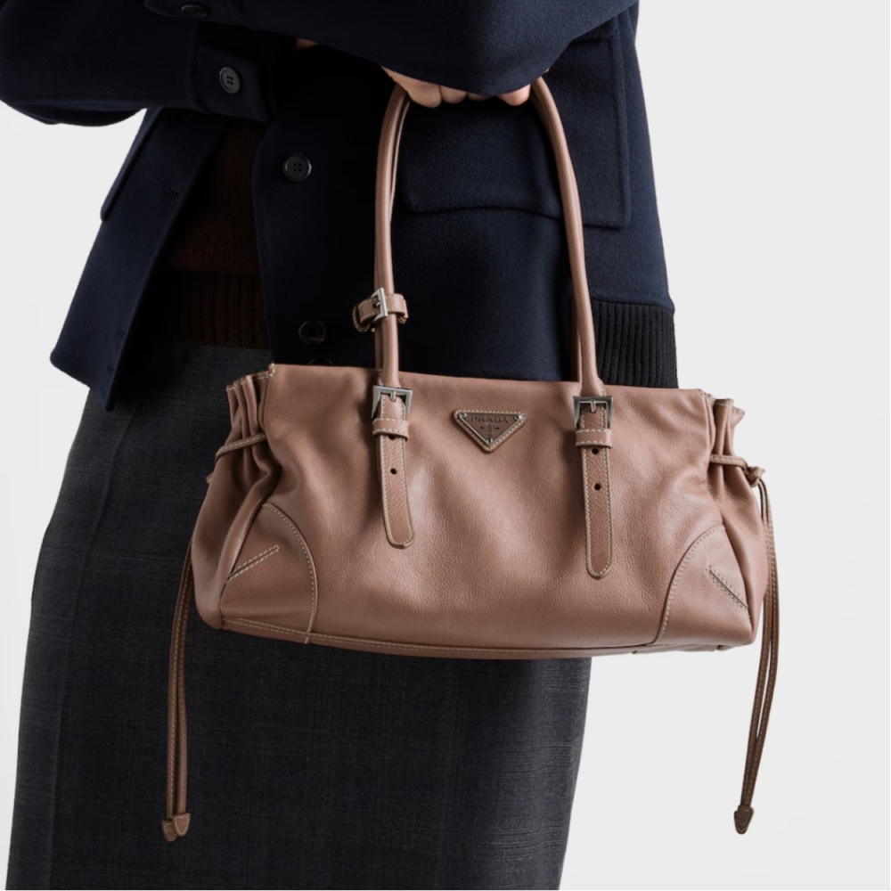 Prada Bonnie medium antiqued leather tote bag