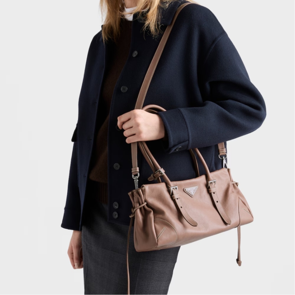 Prada Bonnie medium antiqued leather tote bag
