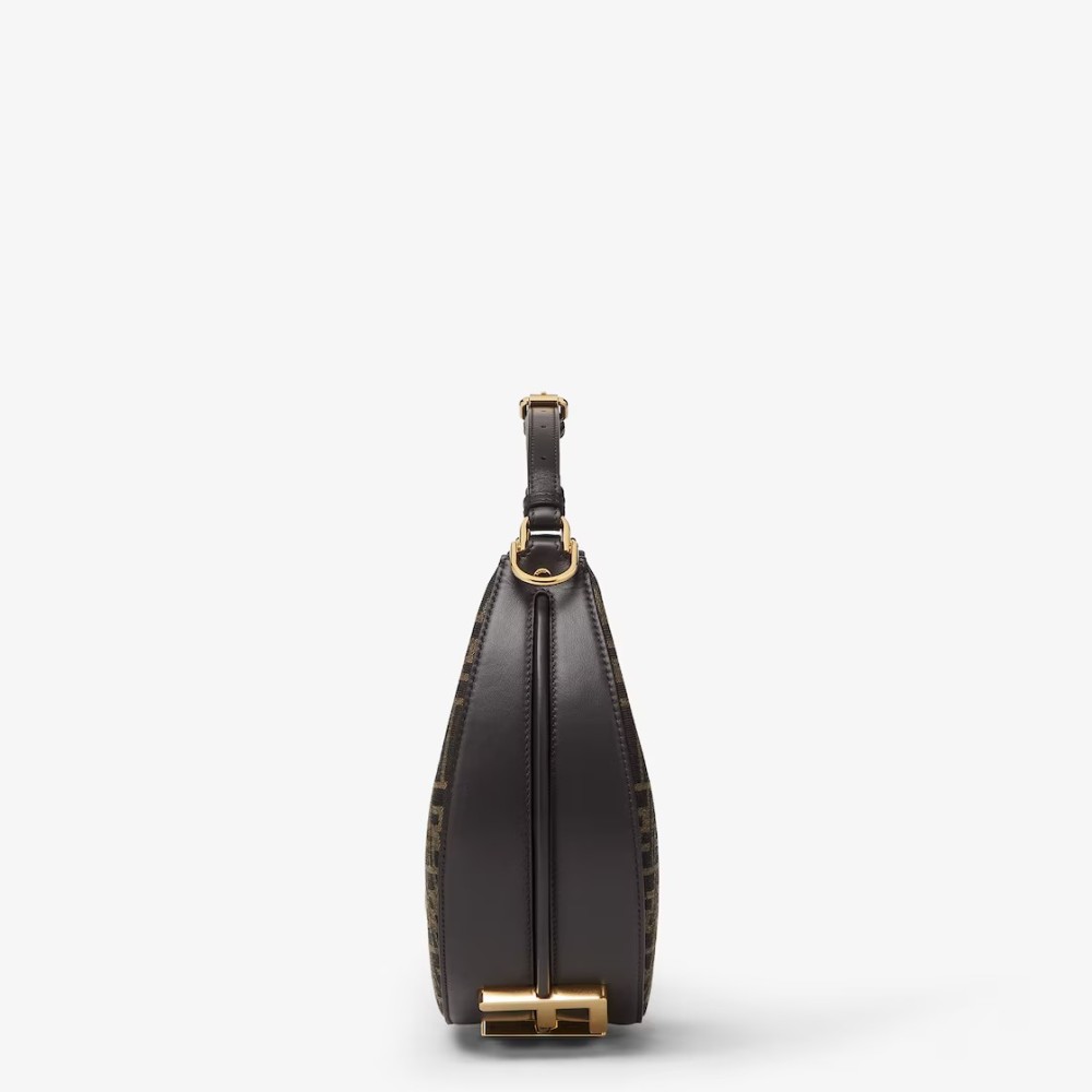 Fendigraphy Small - Brown FF jacquard fabric bag