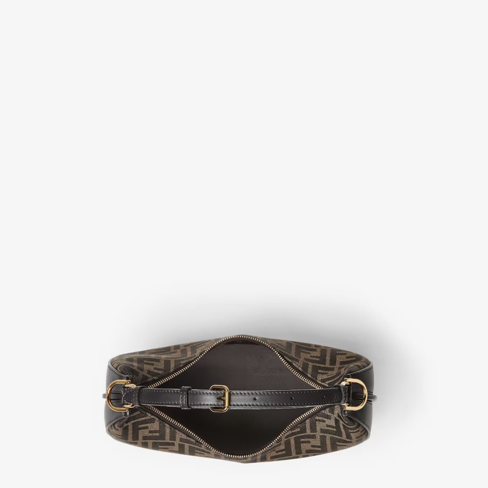 Fendigraphy Small - Brown FF jacquard fabric bag