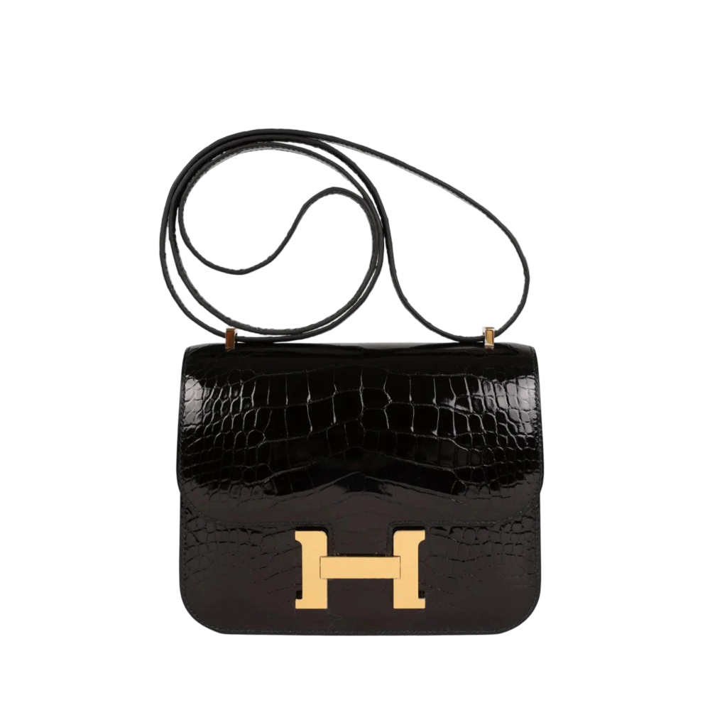 Constance Noir Shiny Alligator 18/24 Gold Hardware
