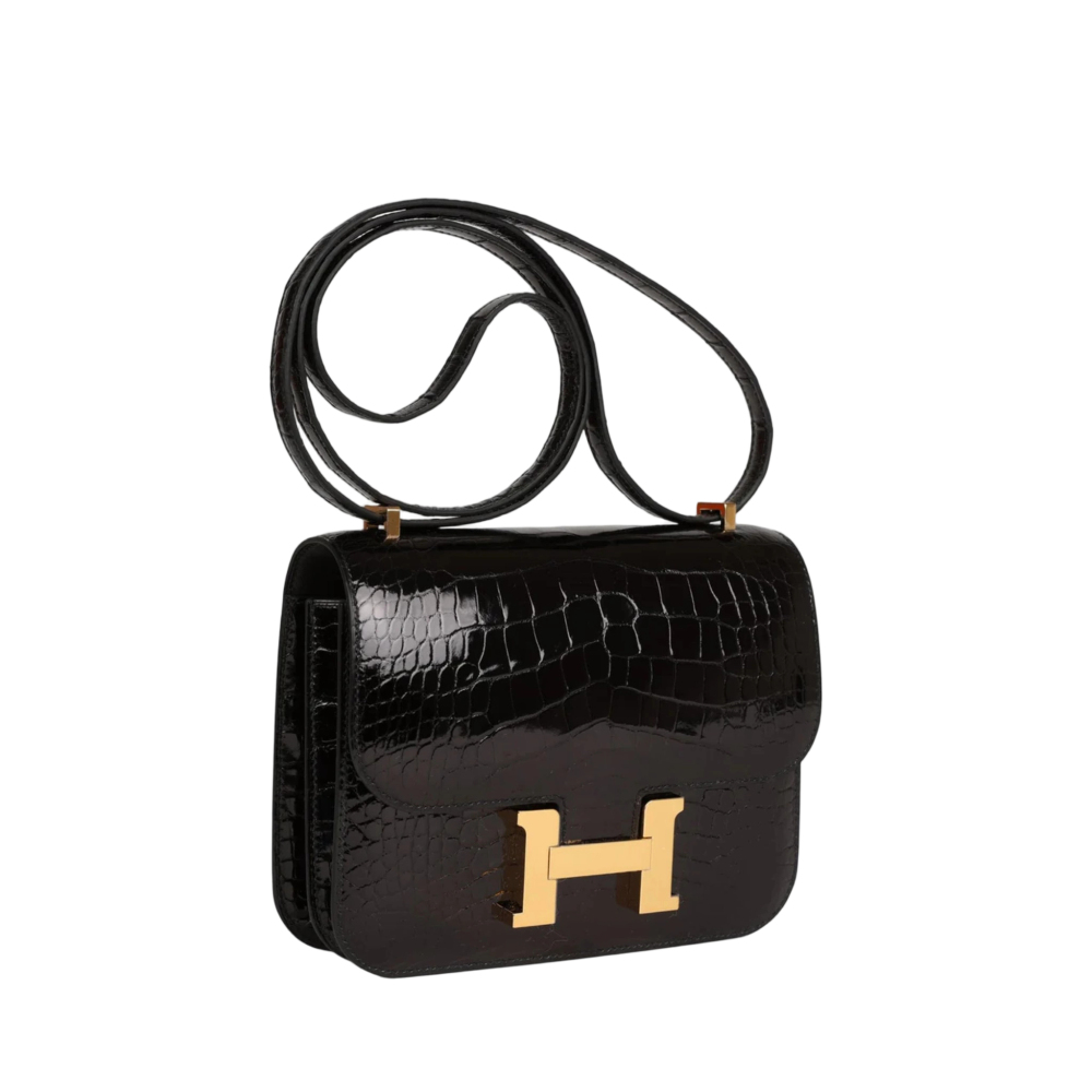 Constance Noir Shiny Alligator 18/24 Gold Hardware