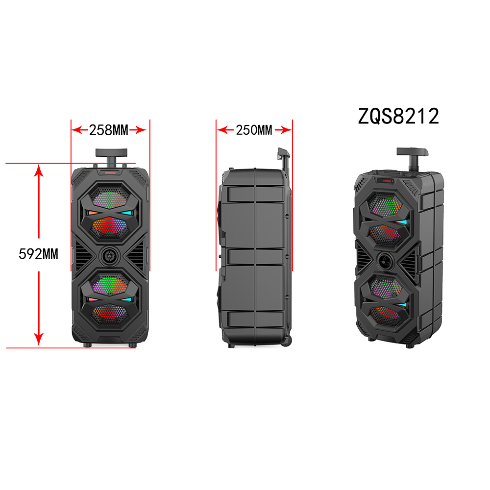 9W 2400mAh Bluetooth Double Horn Wireless Speakers 8" IPX4 Waterproof Subwoofer