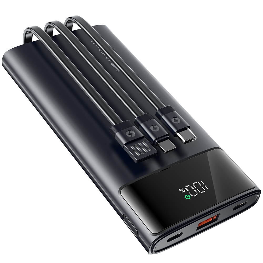 PD22.5W Fast Charging Portable Power Bank Build-in Three Charging Cable