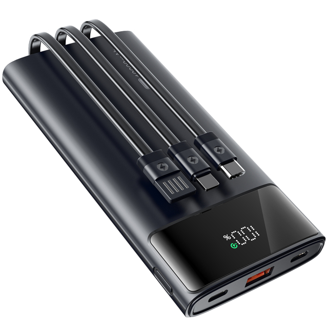 PD22.5W Fast Charging Portable Power Bank Build-in Three Charging Cable