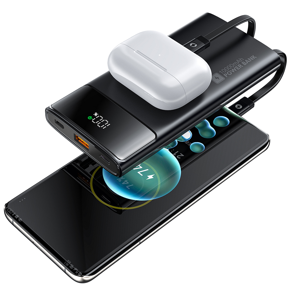 PD22.5W Fast Charging Portable Power Bank Build-in Three Charging Cable