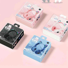 Cute Cat Ear Wireless Bluetooth V5.4 Sport Over-ear Headphones With RGB Light