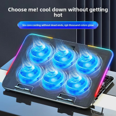 6-Fan Laptop Cooler High-Speed Quiet Notebook Cooling Pad Adjustable Stand
