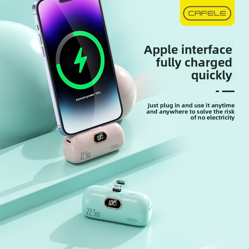 Capsule Design  Portable Small Power Bank 5000mah With LED Display Screen