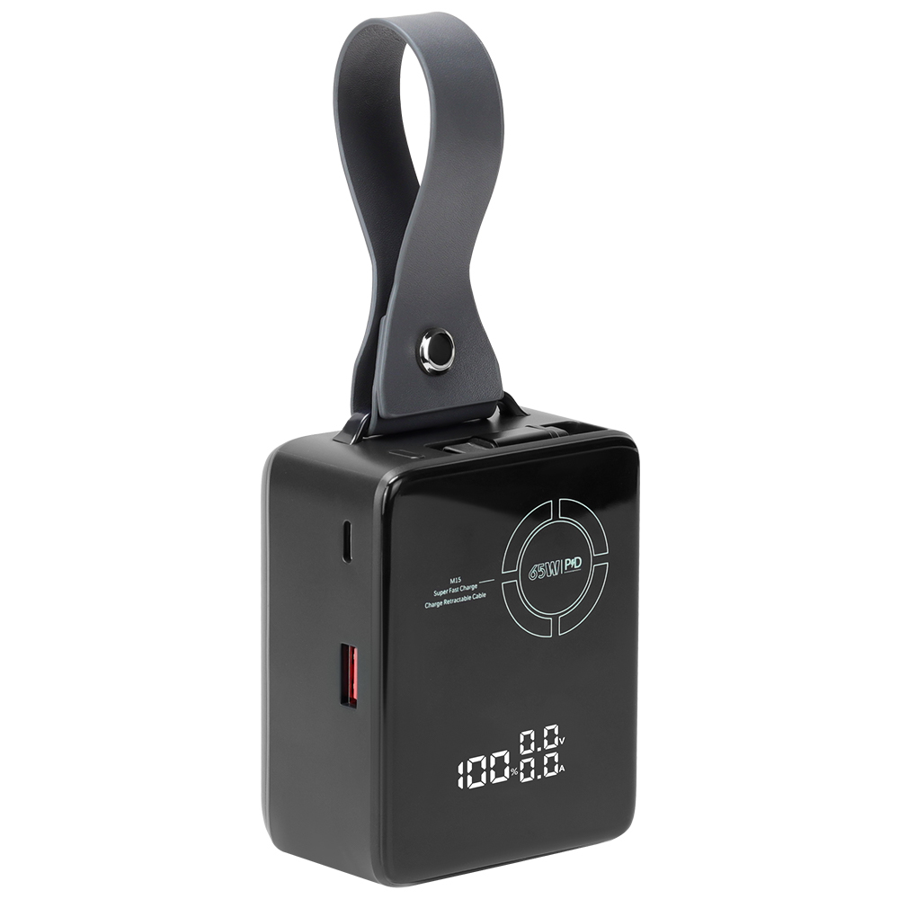 20000mAh Capacity Portable Power Banks With Lanyard Retractable Type C Cable