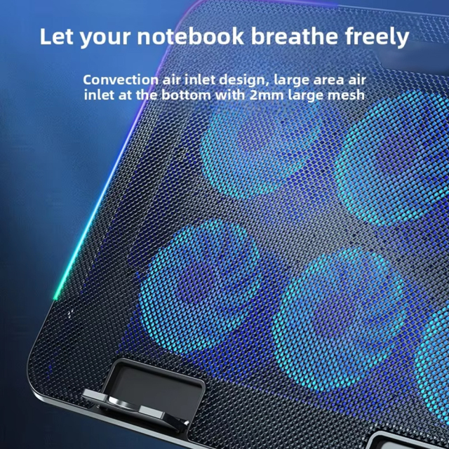 6-Fan Laptop Cooler High-Speed Quiet Notebook Cooling Pad Adjustable Stand