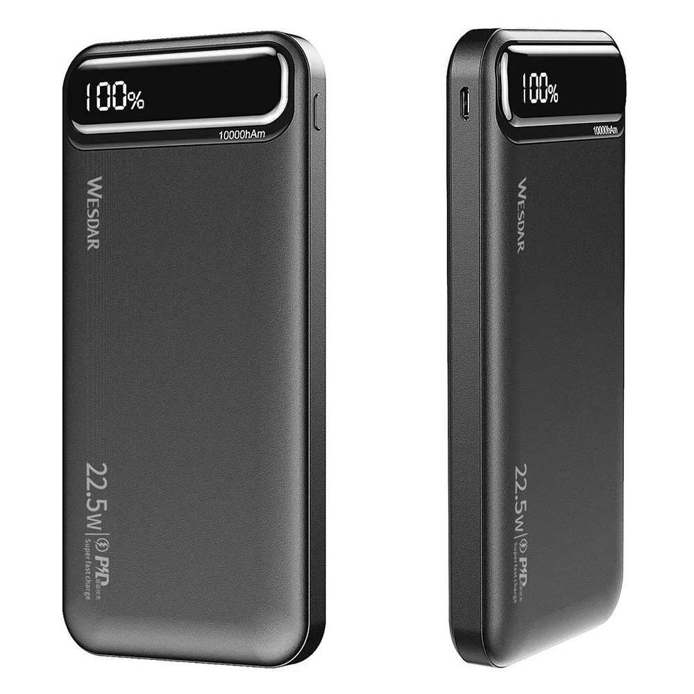 10000mah Portable Small Fast Charging Power Bank With Led Display Screen Design
