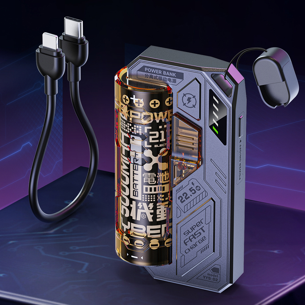 Detachable Battery 5000mAh Portable Power Bank 22.5W