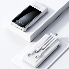 Slim 10000mAh Power Bank with Built-in Cables & Digital Display