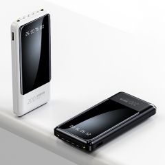 Slim 10000mAh Power Bank with Built-in Cables & Digital Display