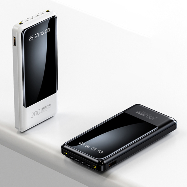 Slim 10000mAh Power Bank with Built-in Cables & Digital Display