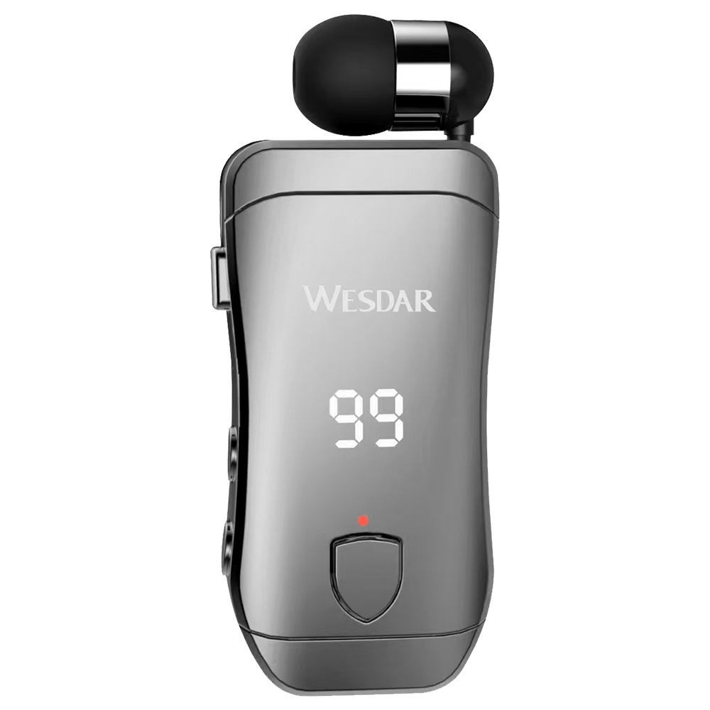 Bluetooth Sport Earphones With Retractable Cable, LED Power Display