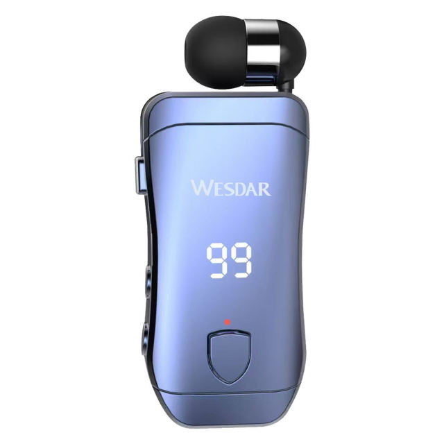 Bluetooth Sport Earphones With Retractable Cable, LED Power Display