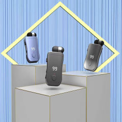 Bluetooth Sport Earphones With Retractable Cable, LED Power Display