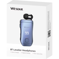 Bluetooth Sport Earphones With Retractable Cable, LED Power Display