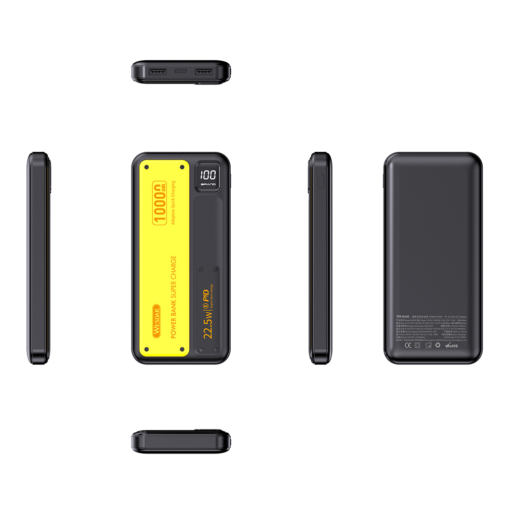 PD22.5W Fast Charging Power Bank 10000mah With LED Power Display