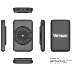 Wireless Phone Charger Power Bank 5000mAh With Logo Flashing