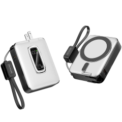 18W 10000mAh Wireless Charger Power Bank With LED Display Screen Lanyard