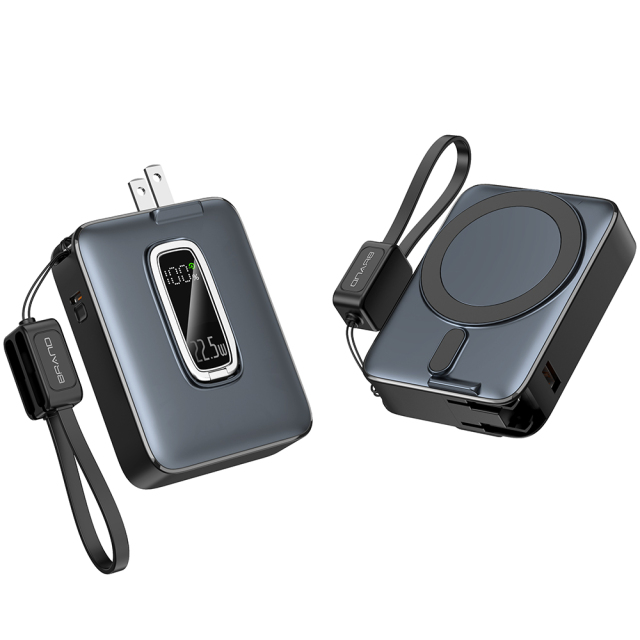 18W 10000mAh Wireless Charger Power Bank With LED Display Screen Lanyard