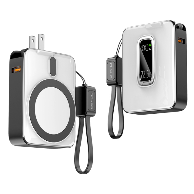 18W 10000mAh Wireless Charger Power Bank With LED Display Screen Lanyard