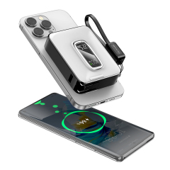 18W 10000mAh Wireless Charger Power Bank With LED Display Screen Lanyard