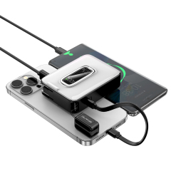 18W 10000mAh Wireless Charger Power Bank With LED Display Screen Lanyard