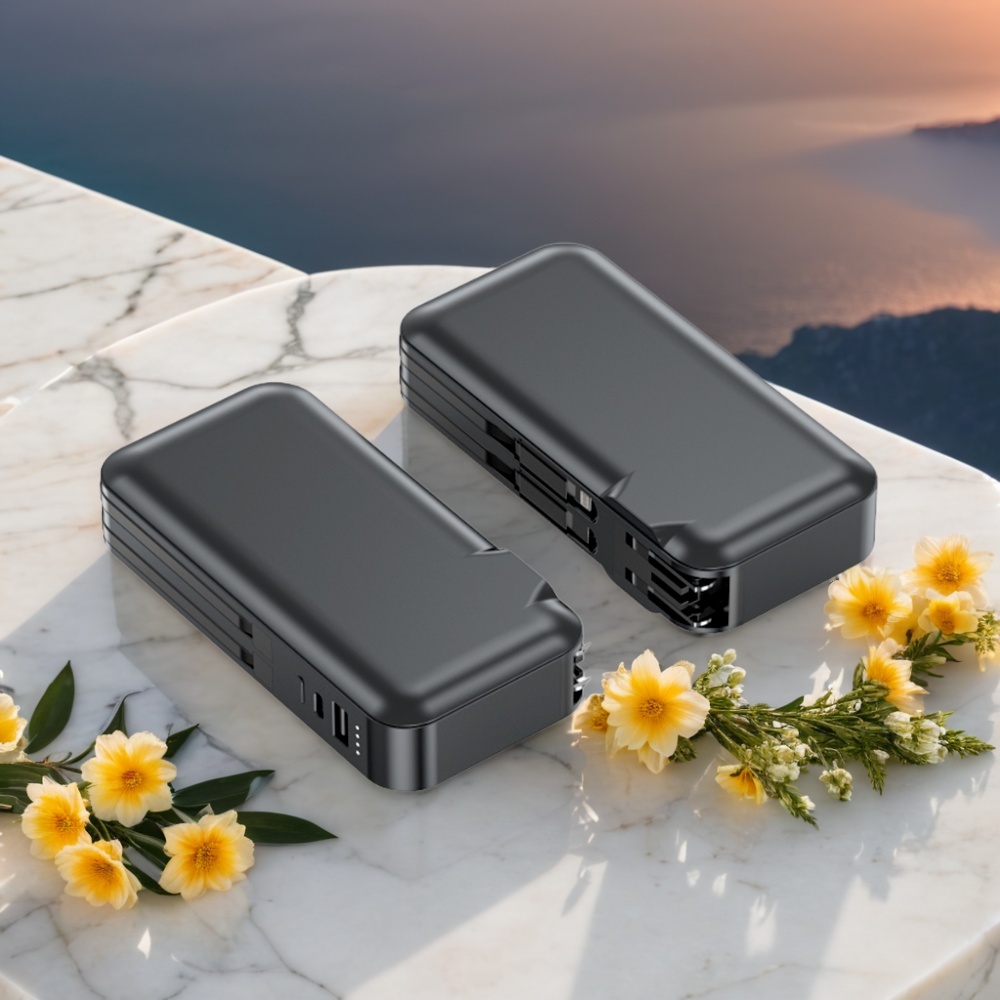 10000mAh Capacity Power Bank Fast Charging with Dual Cable US Plug